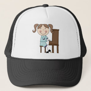 Stick Girl Playing Piano Trucker Hat