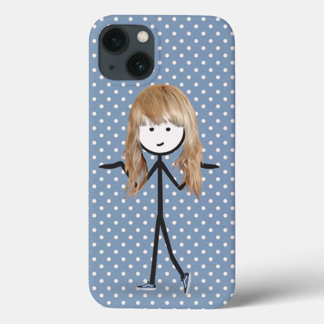 Stick Girl With Blonde Hair on Dots Case-Mate iPhone Case (Back)