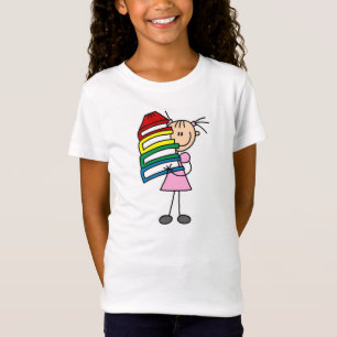 Stick Girl with Books T-Shirt