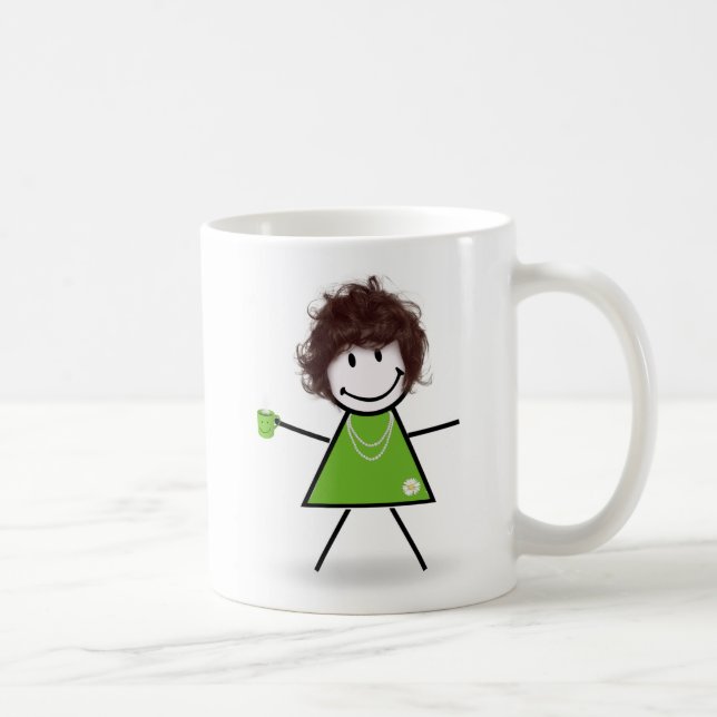 Stick Girl With Coffee Mug (Right)