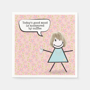 Stick Girl With Coffee Mug  Napkin