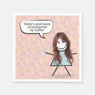 Stick Girl With Coffee Mug Napkin