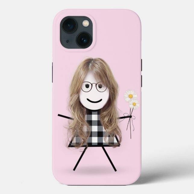 Stick Girl with Daisies   Case-Mate iPhone Case (Back)