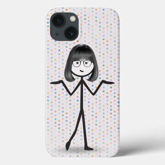 Stick Girl with Glasses on Polka Dots  Case-Mate iPhone Case (Back)