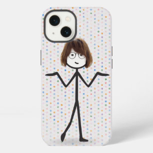 Stick Girl with Glasses on Polka Dots iPhone 13 Case