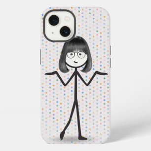 Stick Girl with Glasses on Polka Dots  iPhone 13 Case