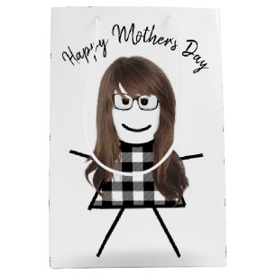 Stick Girl with Hair for Mother's Day Medium Gift Bag