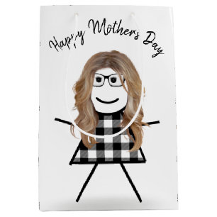 Stick Girl with Hair for Mother's Day Medium Gift Bag