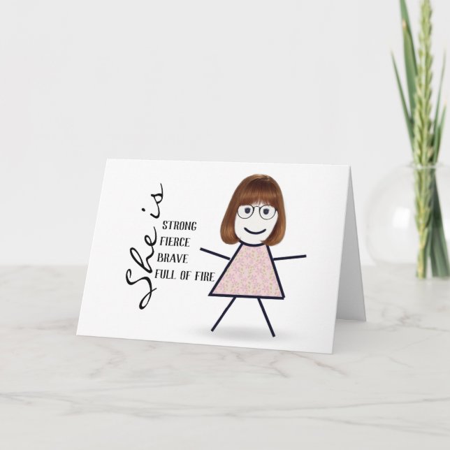 Stick Girl with Hair for Mum Card (Front)