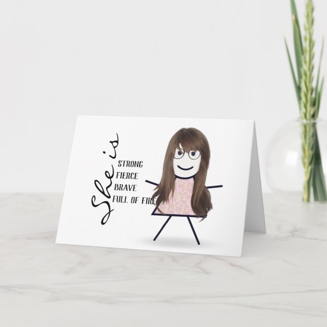 Stick Girl with Hair for Mum Card (Front)