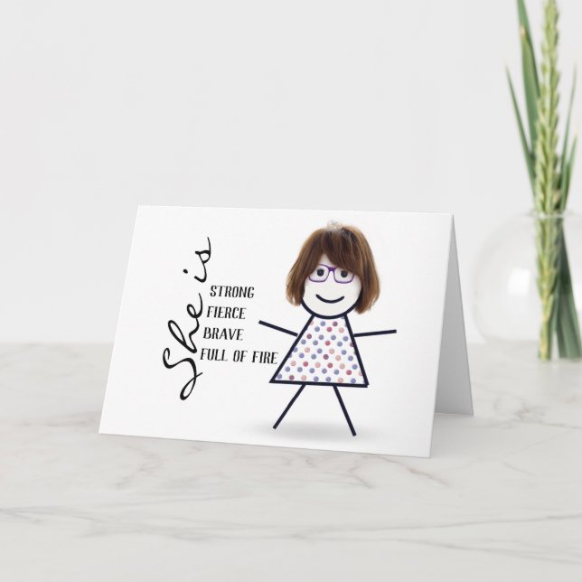 Stick Girl with Hair for Mum's Birthday Card (Front)