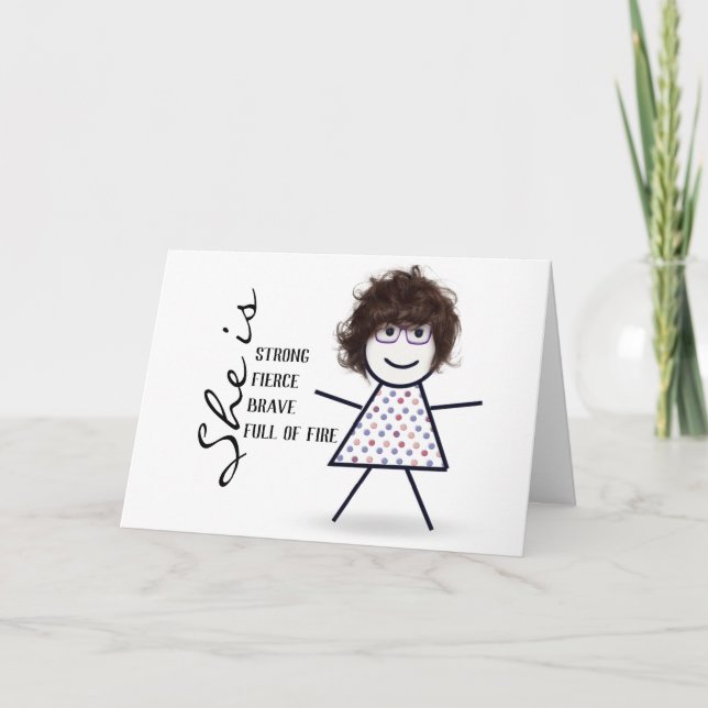 Stick Girl with Hair for Mum's Birthday  Card (Front)