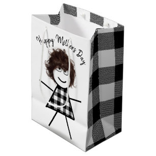 Stick Girl with Hair Mother's Day Medium Gift Bag