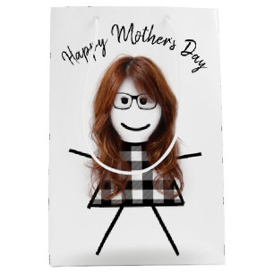 Stick Girl with Hair Mother's Day Medium Gift Bag