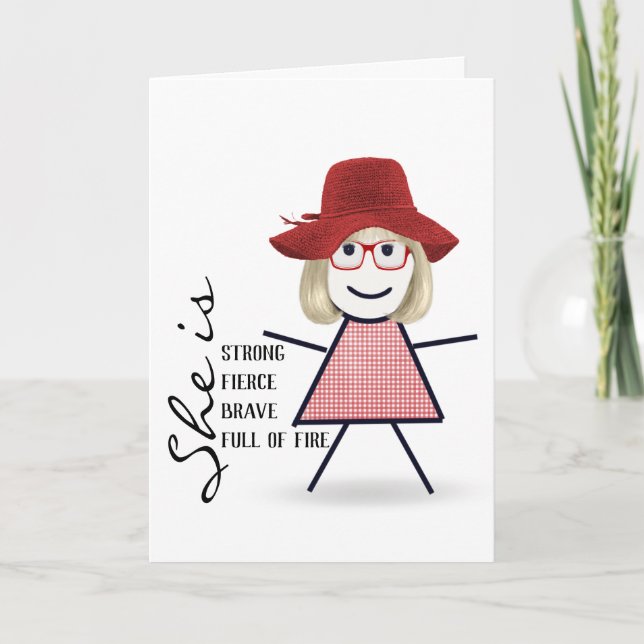 Stick Girl with Red Hat  Card (Front)
