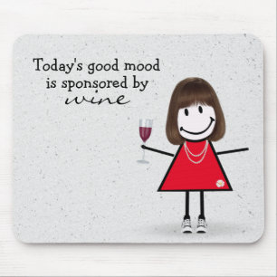 Stick Girl With Wine and Sneakers   Mouse Pad