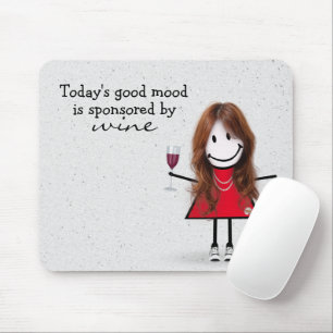 Stick Girl With Wine and Sneakers Mouse Pad