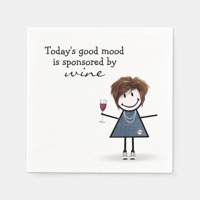 Stick Girl With Wine and Sneakers  Napkin (Front)