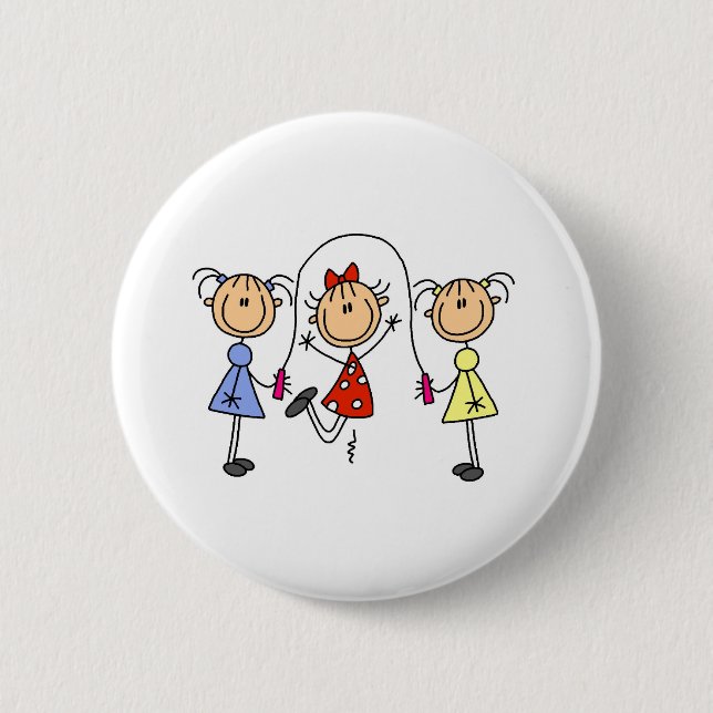 Stick Girls Jumping Rope 6 Cm Round Badge (Front)