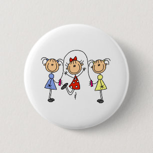 Stick Girls Jumping Rope 6 Cm Round Badge