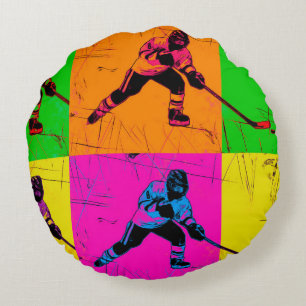 Stick Handling Hockey Player   Round Cushion