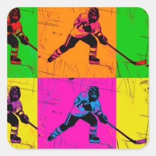 Stick Handling Hockey Player Square Sticker
