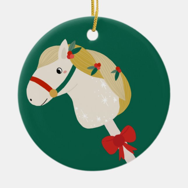 Stick Horse Ceramic Tree Decoration (Front)
