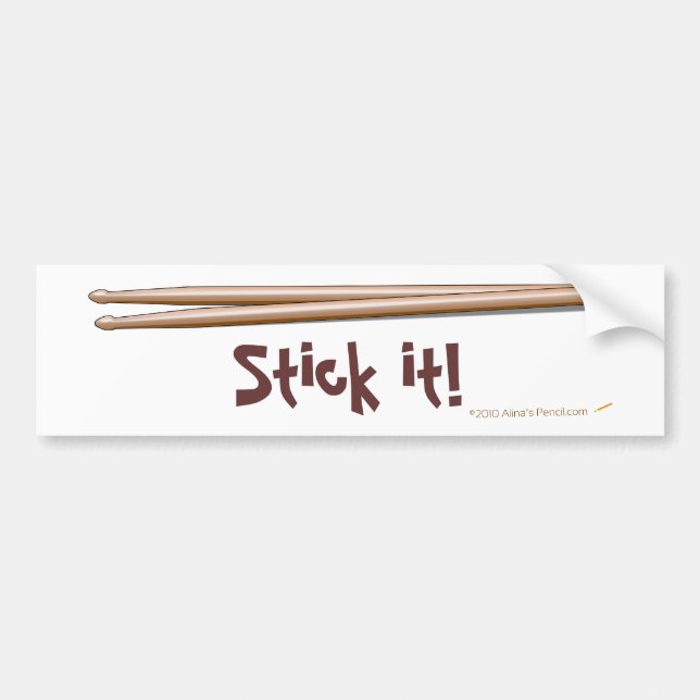 Stick It Funny Drumsticks Drumming Bumper Sticker (Front)