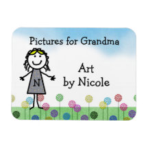 Stick Kid Girl's Personalised Fridge Art Flexi Mag