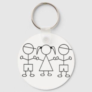 stick kids keychain triplet boy boy girl