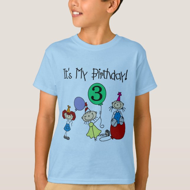 Stick Kids Party 3rd Birthday Tshirts and gifts (Front)