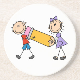 Stick Kids With Pencil Coaster