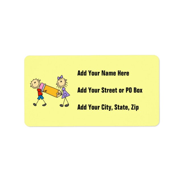 Stick Kids With Pencil Label (Front)