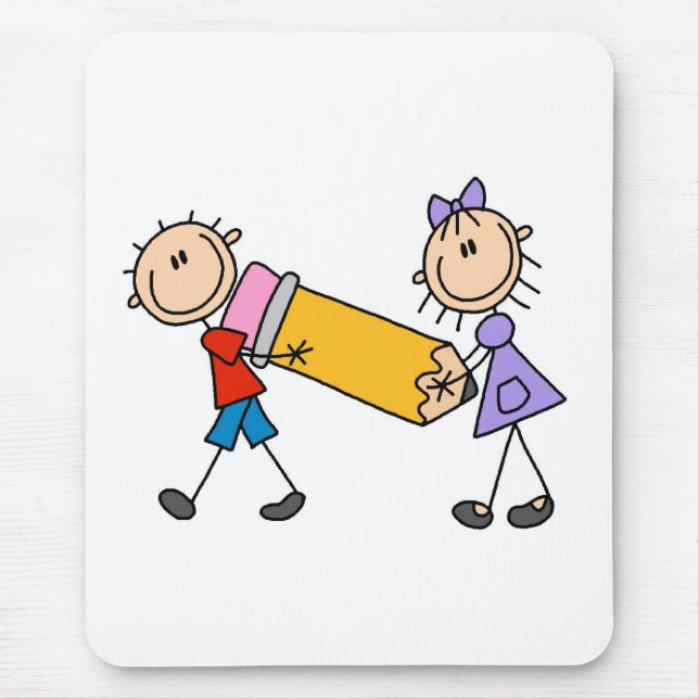 Stick Kids With Pencil Mouse Pad (Front)