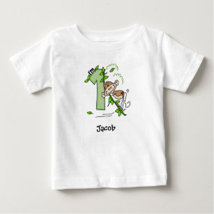 Stick Monkey Swing 1st Birthday Baby T-Shirt
