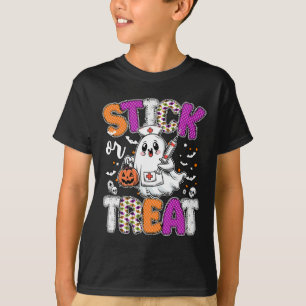 Stick Or Treat Ghost Phlebotomy Tech Er Icu Nurse  T-Shirt