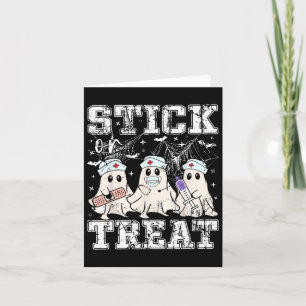 Stick Or Treat Ghost Phlebotomy Tech Nurse Hallowe Card