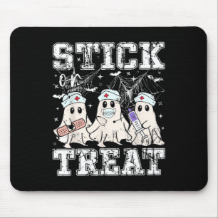 Stick Or Treat Ghost Phlebotomy Tech Nurse Hallowe Mouse Pad