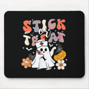 Stick Or Treat Halloween Ghost Nurse Crna Emergenc Mouse Pad