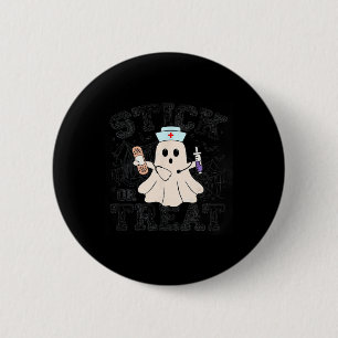 Stick Or Treat Halloween Ghost Nurse Halloween Phl 6 Cm Round Badge