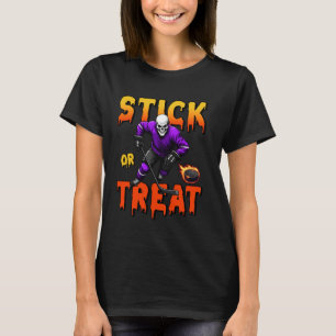 Stick or Treat Halloween Hockey Skeleton Player Sp T-Shirt