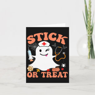 Stick Or Treat Nurse Funny Halloween Costume  Card