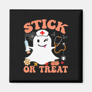 Stick Or Treat Nurse Funny Halloween Costume Magnet