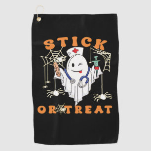 Stick or Treat Nurse Spooky Nurse Costume Funny Ha Golf Towel