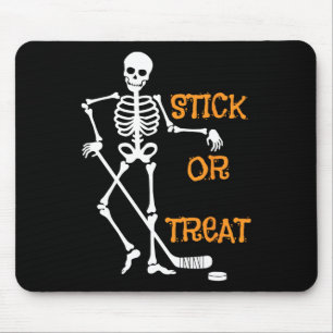 Stick Or Treat Skeleton Ice Hockey Halloween Spook Mouse Pad