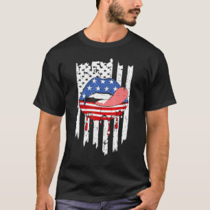 Stick Out Tongue American Flag Patriotic 4th Of Ju T-Shirt
