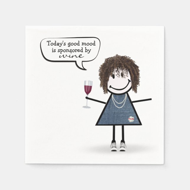 Stick Party Girl in Sneakers with Wine Napkin (Front)
