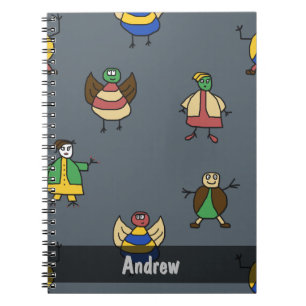 Stick People Children Pattern Boy any Name Spiral Notebook