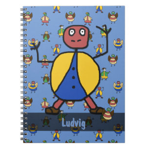 Stick People Children Pattern Boy any Name Spiral Notebook