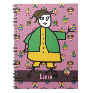 Stick People Children Pattern Girl any Name Notebook